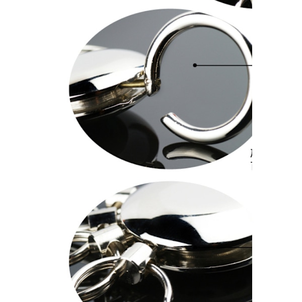 Nyckelring - Blank Krom - Rund Design - 5 Utbytbara Ringar Y