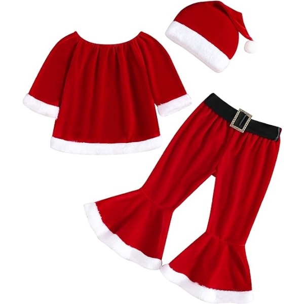 Baby Girl Julkläder Set Långärmad Bell Bottom Bodysuit