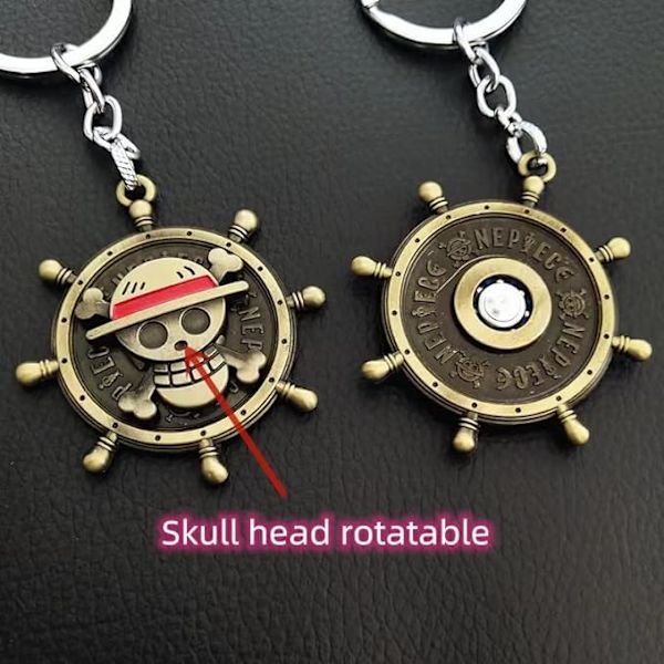 Anime Luffy One Piece Nøglering Pirat Skalle Roterende Nøglering, Bro J