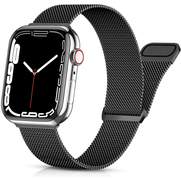 Sort metalrem kompatibel med Apple Watch rem 38/40/41MM til kvinder og mænd, mesh rustfri stålrem til iWatch/Appl