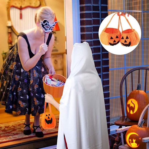 4 stk. Halloween slikposer, græskarpose, trick or treat pose, børneopbevaringspose, perfekt til slikjagt