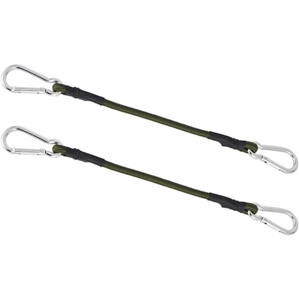 Förpackning med 2 Heavy Duty 30 cm Mini Bungee Cords med karbinhake för ca