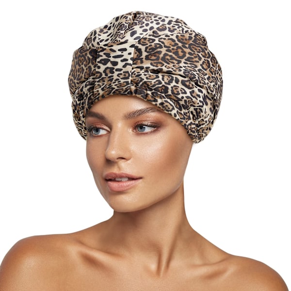 (Leopard) 1 stk. Luksus brusehaube til kvinder, genanvendelig brusehaube, justerbar brusehaube til kvinder