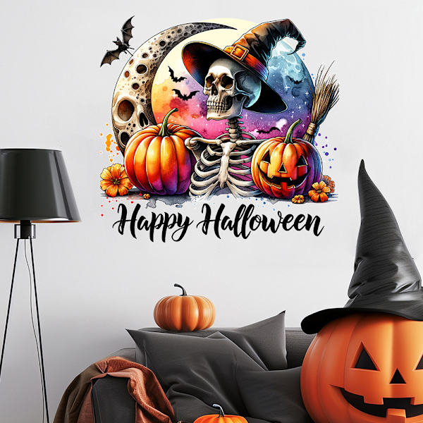 2024 Halloween Uusi Kurpitsa Kallo Lepakko Seinätarra I