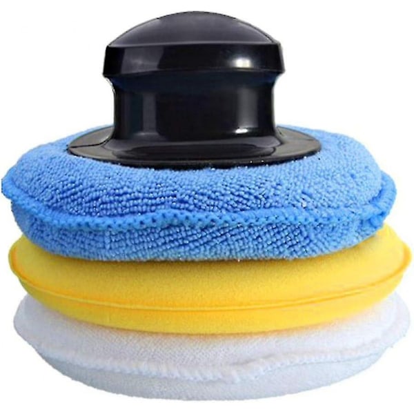 3 stk. Mikrofiber Bilvoks Applikator Pad Poleringssvamp med Håndtag Voks Skum Applikator til Bil Cle