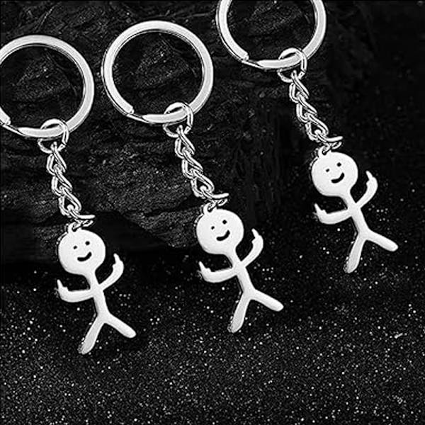 Sjov Smiley Face Figur Keychain med Tegnsprog - Finger Stickman - Sød Trendy Taske/Bilnøglevedhæng - Pargave Y