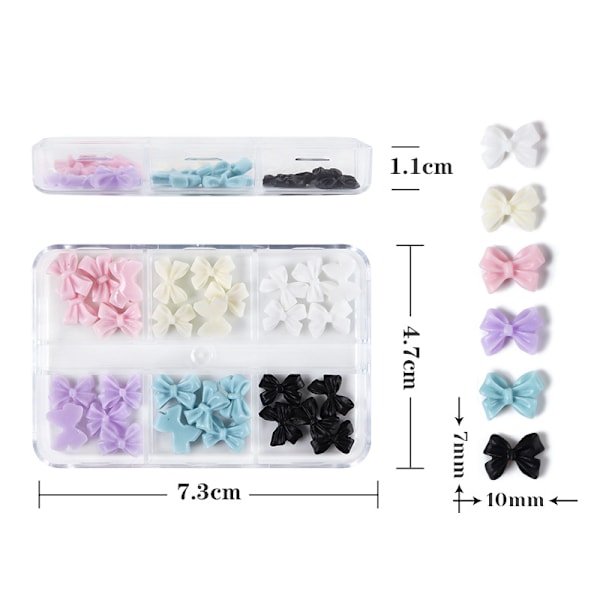 (#2)30 st Ribbon Bow Nail Charm 3d Bow Nail Art Resin Bow Nail Koreanska Manikyr Charms Dekorationer Na