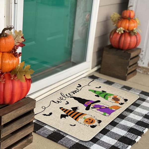 Halloween-gnomer dörrmatta (50*80 cm) inomhus utomhus entré golvmatta halkfri Halloween-dekor gummi
