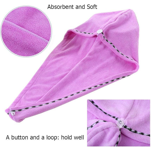 （25x70cm）3-pack mikrofiberhårhandduk wrap superabsorberande badslinga fäst salong twist turban torr H