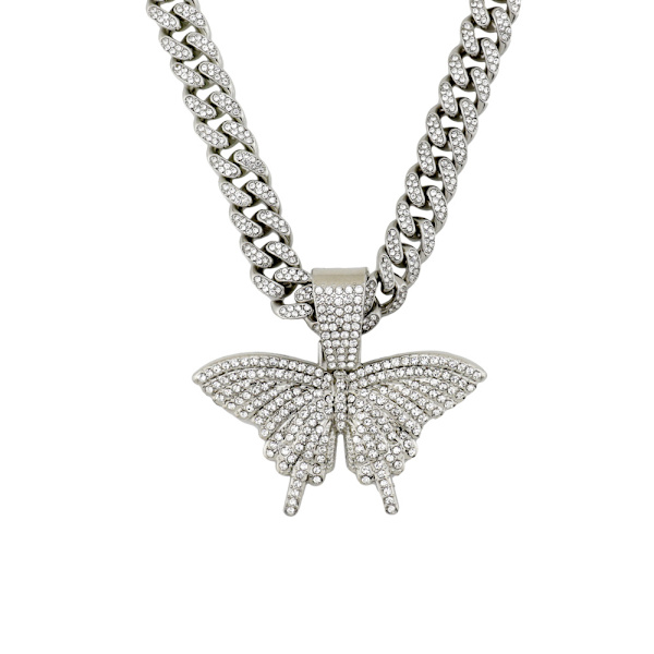 Krystal Sommerfugl Choker Halskæde Rhinestone Vedhæng Halskæder Kæde Glitrende Sommerfugl Smykker Mode Fest Tilbehør B