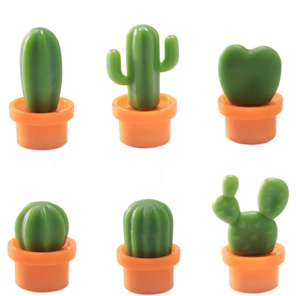 Sæt med 6 søde sukkulentplante magnetiske køleskabsmagneter, sød kaktus