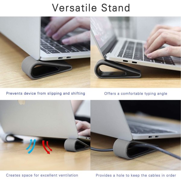 Gray 4PCS Laptop Stand, Universal Triangular Silicone Computer St