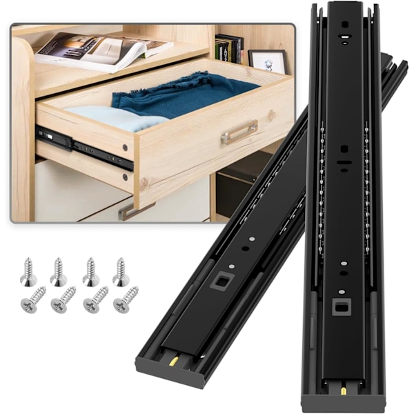 (2 pieces) Drawer slides, Extension 350mm, load capacity up to 45 KG, with soft close and ball bearings