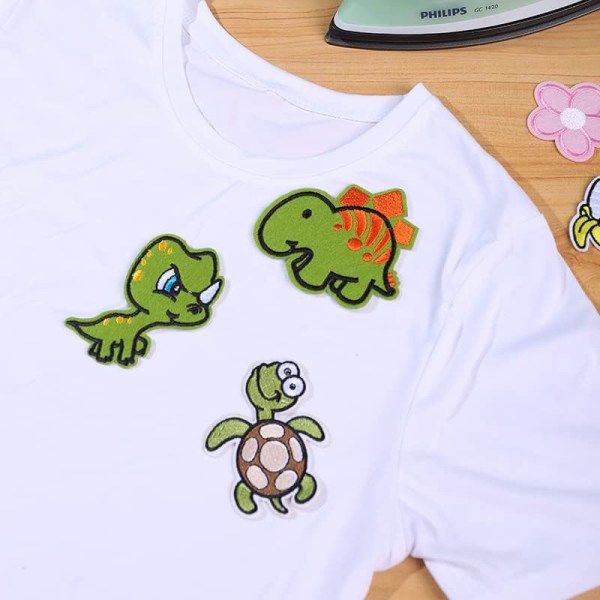 60 stk. assorterede styles broderede patches i lyse farver sy på I