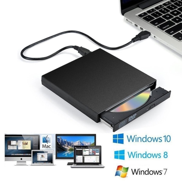 Extern CD DVD-enhet, USB 2.0 Slim Protable extern CD-RW-enhet DVD-RW Bu