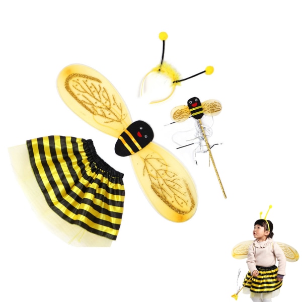 4 kpl / set tytöille leppäkertun tai mehiläisen siivet set Fancy mekko, hyönteisten lapsille Chil