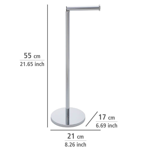 Rustfrit toiletpapirholder på stativ, ideel til 4 ruller