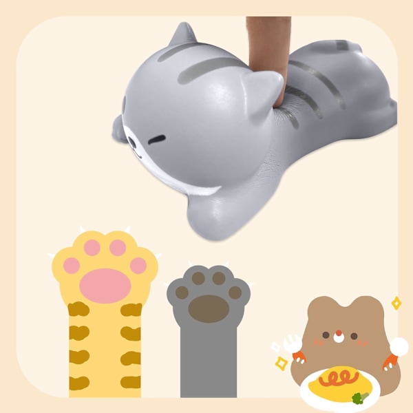 (Grå Katt)Söt handledsstöd Mus för skrivbord Ergonomisk Kawaii