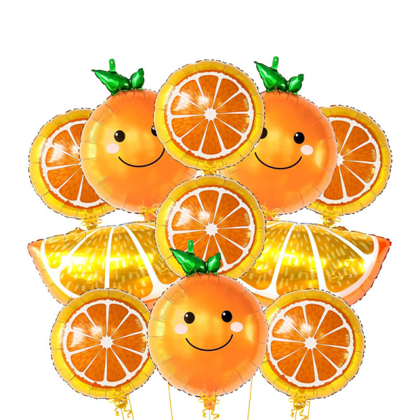 9 delar orange folieballonger Orange mylarballonger Tecknad fruktfolieboll