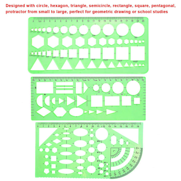 9 st geometriska ritmallar för cirklar, multifunktionella ritmallar,