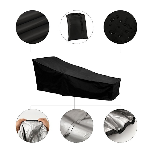 Utomhus Lounge-överdrag - Vattentäta Lounge-stolsöverdrag med slitstarkt 210D-material, Premium Chaise Cha