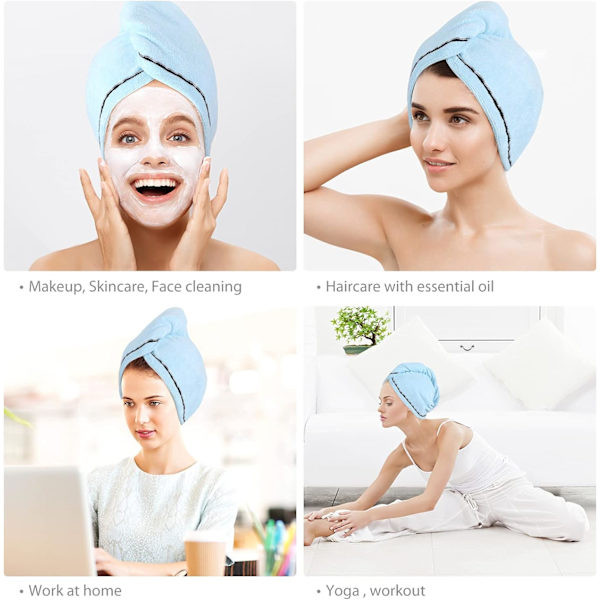 （25x70cm）3-pack mikrofiberhårhandduk wrap superabsorberande badslinga fäst salong twist turban torr H