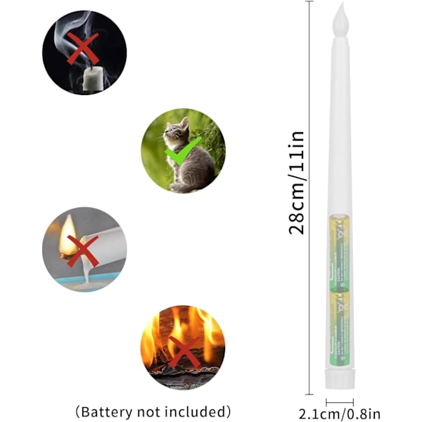 Vita 12 stycken flamlösa ljus, elektriska ljus, ljus för Mariä himmelsfärd