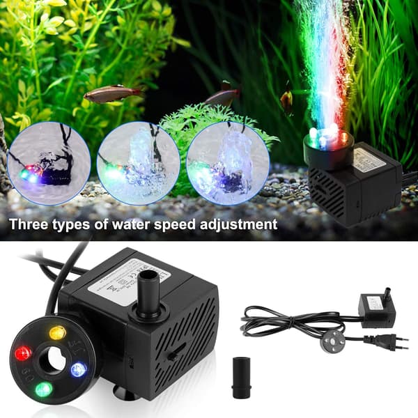 5W Mini Akvarium Vattenpump - Nedsänkbar Akvariumpump - Med 4