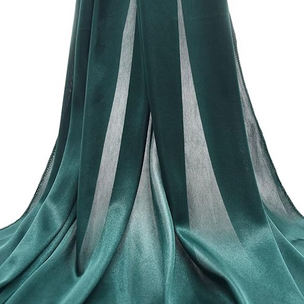 Dame sateng silkesjal og kappe 200*70CM Dark Green