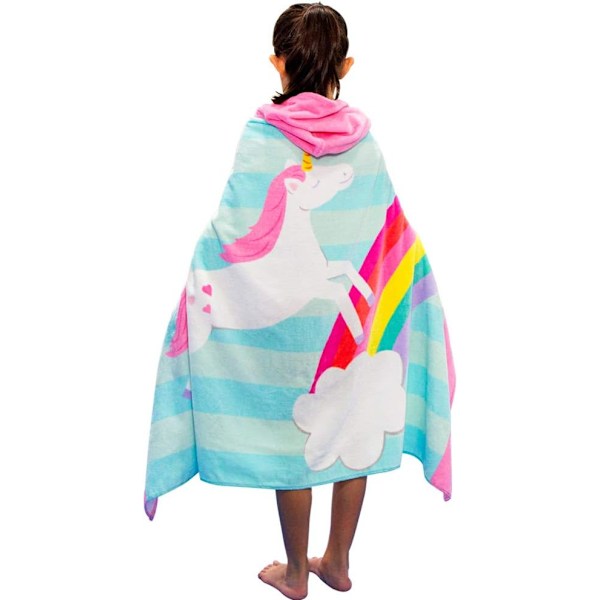 (White unicorn),76x127 cm Children's Bath Poncho, Beach Swimming Children's Bathrobe, Absorbent, Qui