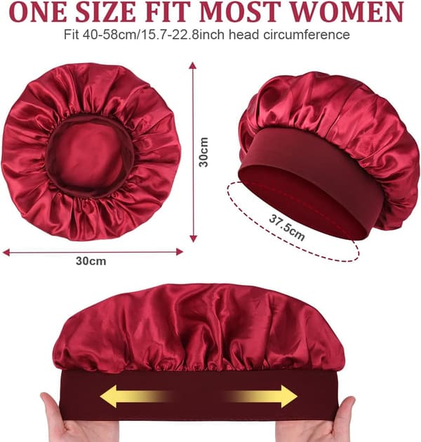 Satin Nat Hår Bonnet, 2 Stykker Elastisk Satin Nat Bonnet, Nig