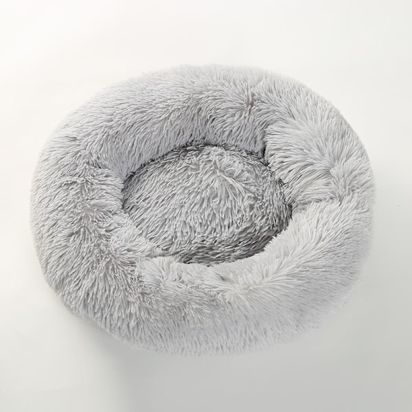 (50CM) Dog Bed Cat Bed Plush Round Dog Bed Deep Sleep Pet Bed Mat, Gray Cute Plu