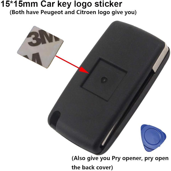 3-knappars HU83 BLADE -CE0526 Fjärrnyckelskal för 207 307 308 407 6