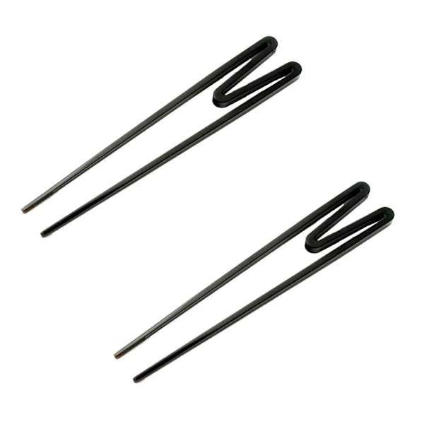 2 stycken barns träningsätpinnar, M-formade plastätpinnar, All-in-one ätpinneträning Black