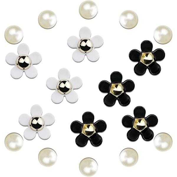 Blomster Croc Sko Charms, 18 stk. Daisy Blomst og Perle Sko Charms Sko DIY Dekoration til Kvinder og
