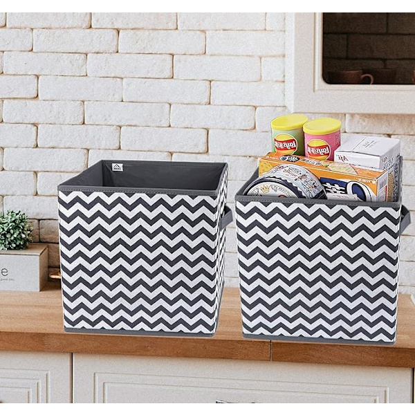 2 stk Foldbare Opbevaringskuber Opbevaringsbokse 28x27x27cm Skuffer Ikke-vævede Bokse med Håndtag Opbevaringskurv Opbevaringskasse Loc K