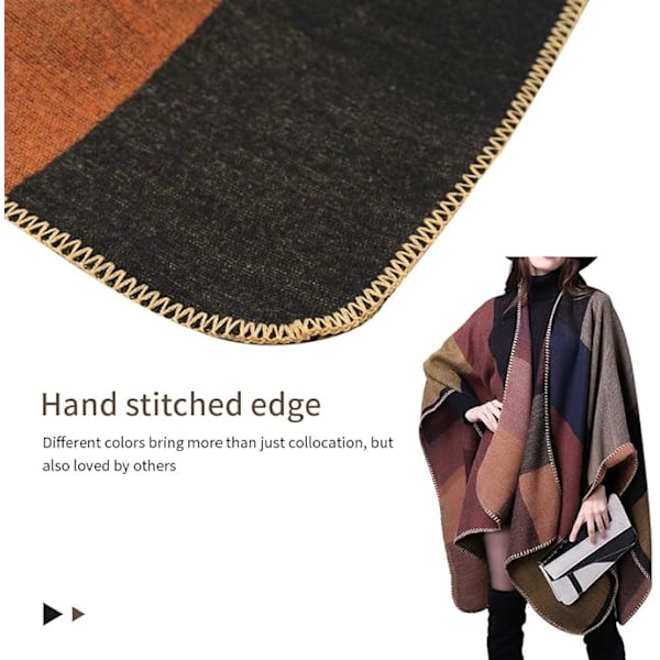 Kvinners Poncho Cape Stilig Kappe Sjal Sjal Oversize Sjal Wrap for Kvinner