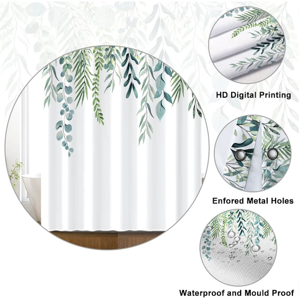 Gröna blad duschdraperi, eukalyptus duschdraperi anti-mild
