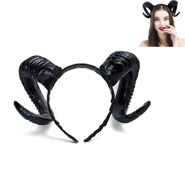 Sort Antlers Horn Gotisk Steampunk Djævel Demon Horn Pandebånd til Halloween Kostume Foto