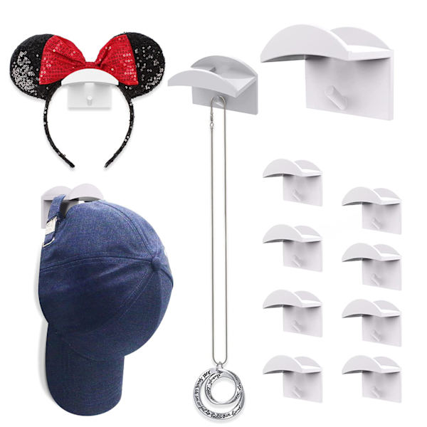 10 kpl (valkoinen) Hat Hooks seinäkiinnitys Hattu- ja peruukkipidike Punch-F A