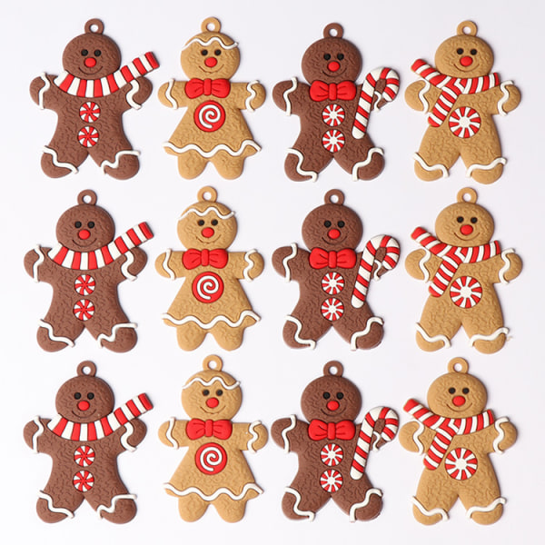 12-pack B Gingerbread Man Julgransprydnader Diverse Plas