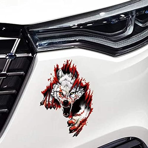 2-pack 3D Varghuvud Dekal Varghuvud PVC Bilsticker Vattentät Varghuvud