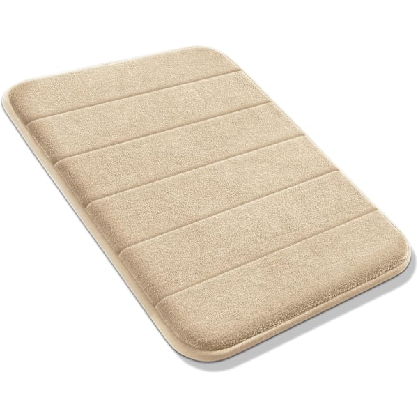 Beige bademåtte 40 x 60 cm, skridsikker koral fleece bademåtter, blød og behagelig, super W