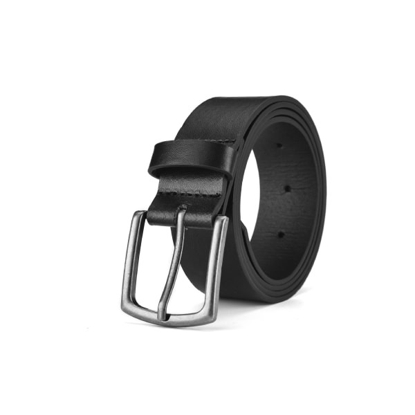 Men's 105cm Classic Jean Belt-Black Casual belt PU Stitch alloy b