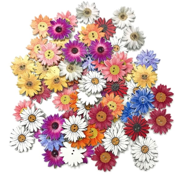 100 st träkrysantemum sy knappar DIY scrapbooking kläder dekor