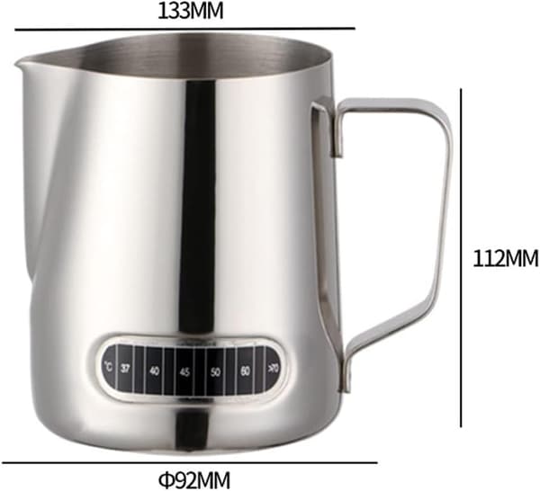 Mælkekande med termometer 550 ml - Rustfrit stål kaffekande