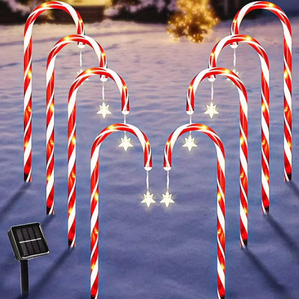 Christmas Cane Lights, set med 8 utomhus juldekoration Lumi