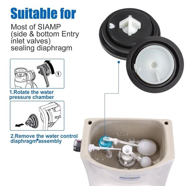 4 st Diafragmatvättar, Float Valve Membran, Toalett Flush Seal, Side Entry Diaph