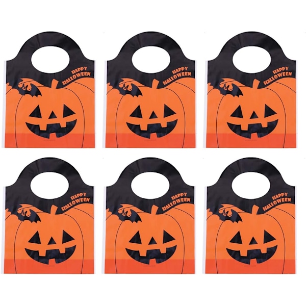 50 stk Halloween-godteposer i plast, gresskar-gaveposer, festfavor-godteposer