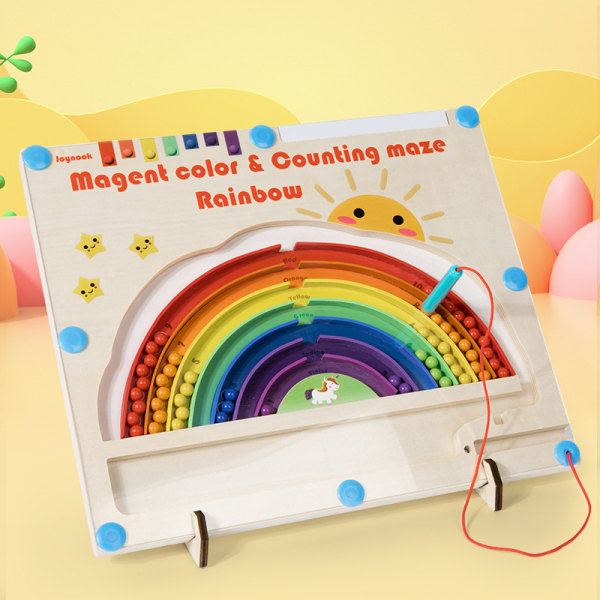 (Rainbow Bead Maze) Magneettinen väri- ja numerolabyrintti, Fine Motor Sk